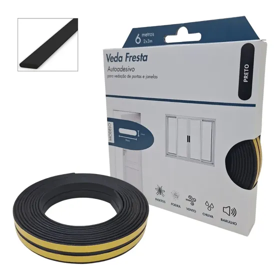 Fita Adesiva Veda Frestas Janela Porta Vedação 2mm 6 Metros