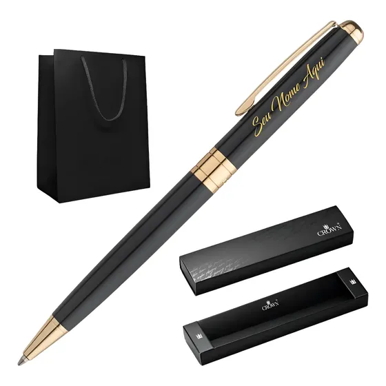 Caneta Chique Presente Luxo Personalizada Nome Logo Crown