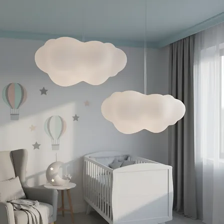 Kit 2 Luminárias Pendente Nuvem Decoração Quarto Infantil 127/220v Branco