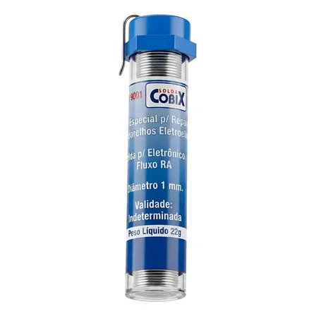 Solda Estanho Cobix Fio 63x37 1mm Tubo 22g Com Fluxo 127/220v