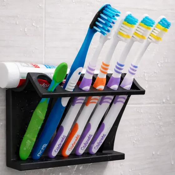 Porta Escova De Dente Suporte Banheiro Parede Higienico Preto