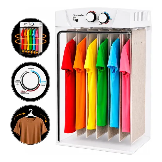 Secadora De Roupas Mueller Solaris 8kg De Parede Ar Quente
