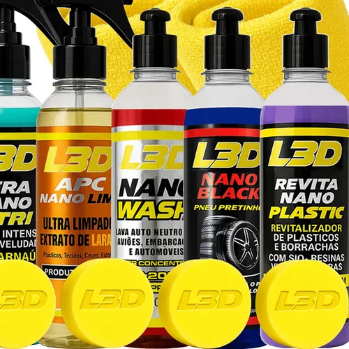 Kit Lavagem Automotiva Cera Shampoo Apc Pretinho Revitalizad