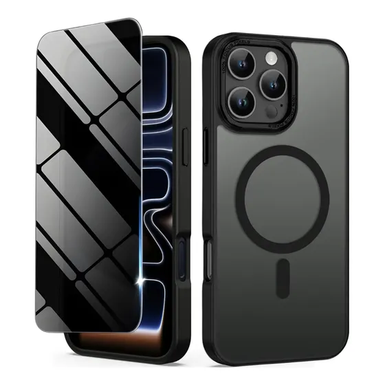 Capa Capinha Fosca Magnética + Película Anti Spy Para Iphone