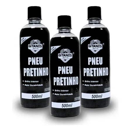 Kit Pretinho Limpa Pneu Automotivo Gitanes 500ml 3 Unidades Preto
