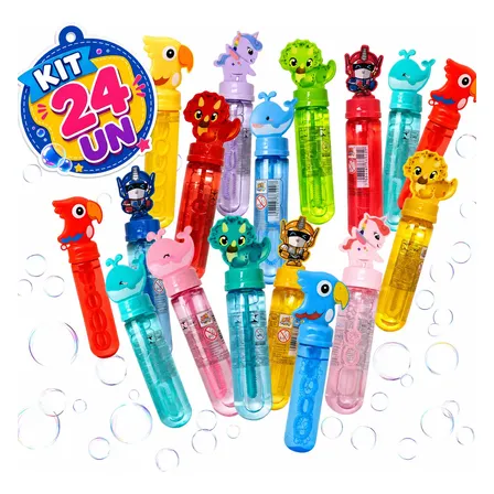 Kit 24 Bolhas De Sabão Infantil Sortidas Lembrancinhas Festa Colorido