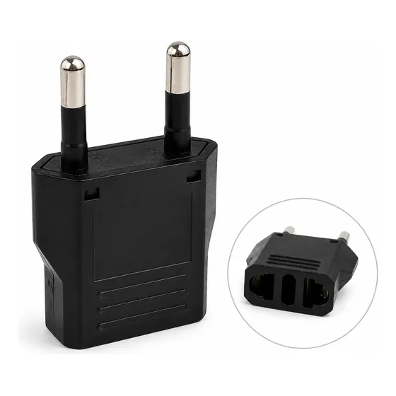Adaptador 2 Pinos 4.0 Mm Universal Bivolt Para Uso Geral Preto