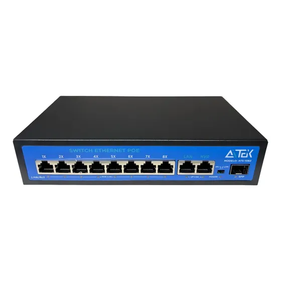 Switch Poe 8 Portas 10/100/1000mbps + 2 Uplink + 1 Sfp
