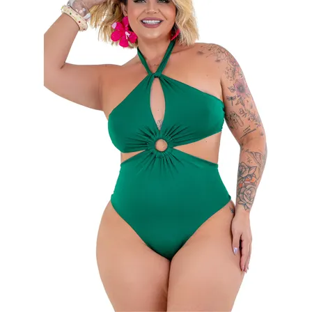 Maiô Feminino Engana Mamãe Liso Biquini Praia Bojo Body Verde Liso G