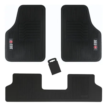 Jogo Tapetes Fiat Emborrachado Personalizado 5 Pçs Preto 3 Peças Uno 1995 A 2010