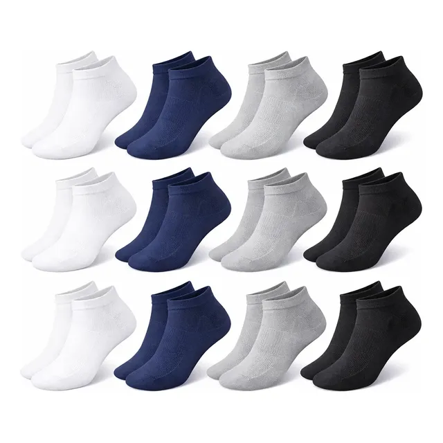 12 Pares Meias Cano Curto Masculino Adulto Anti Suor 40-46 Preta/branca/cinza Anti - Suor 40-46