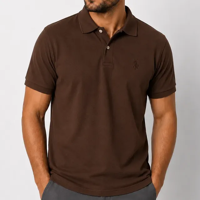 Camisa Polo Masculina Piquet Casual Premium Alta Qualidade Marrom Liso G