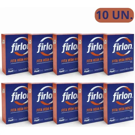 Kit 10 Fita Veda Rosca 18mmx50m Firlon Anti Vazamento Firlon