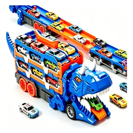 Caminhão Dinossauro Transformável Engole Carrinhos Dinossauro Azul