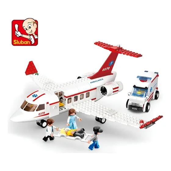 Avião Ambulância Com Ambulância E Bonecos Sluban