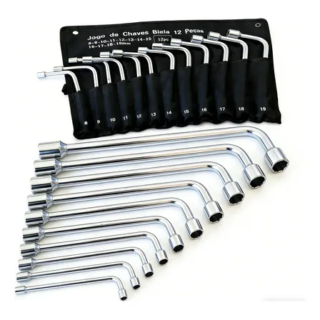 Kit Jogo De Chave Longa Biela Tipo L 12 Unidade 8mm A 19 Mm Prata Brilhante