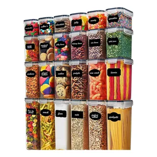 Kit 7 Potes Hermeticos Tampa Reforçada Mantimentos Cozinha Branco