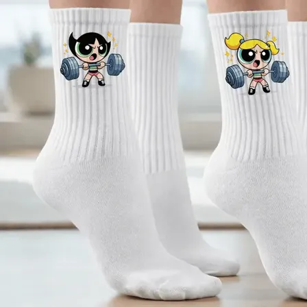 Kit 3 Pares Academia Treino Meninas Super Poderosas Maromba Branco Meninas Superpoderosas Un