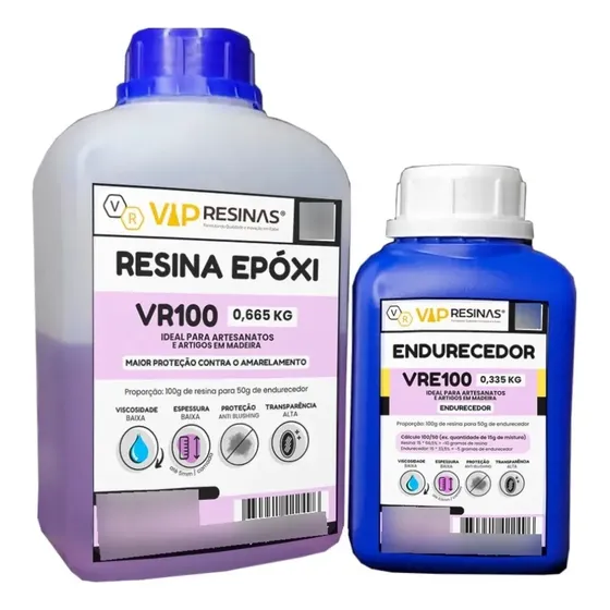 Resina Epóxi Transparente Baixa Viscosidade Vr100 Uv 1 Kg Transparente