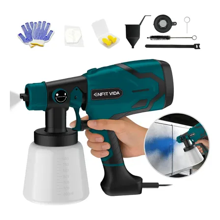 Pistola De Pintura Elétrica Pintura Hvlp 800ml Azul 550w