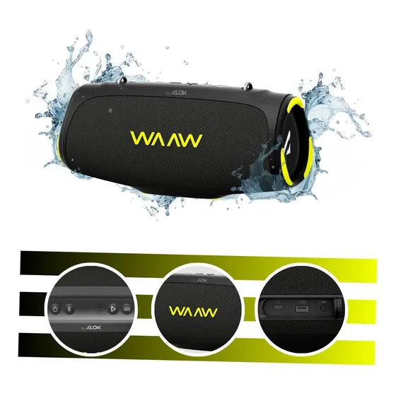 Caixa De Som Portátil Bluetooth Boom 110 Waaw By Alok