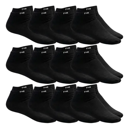 Kit 12 Pares De Meia Algodão Lisa Cano Curto Casual G 39/43
