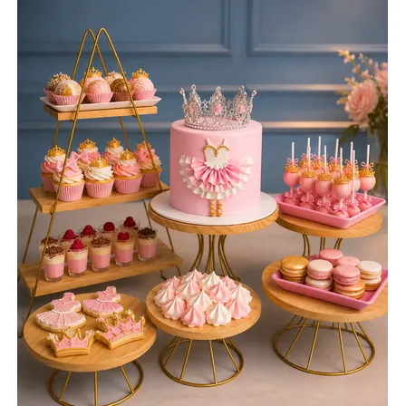 Kit Boleira + Prateleiras De Doce Decoração Festa 6pçs
