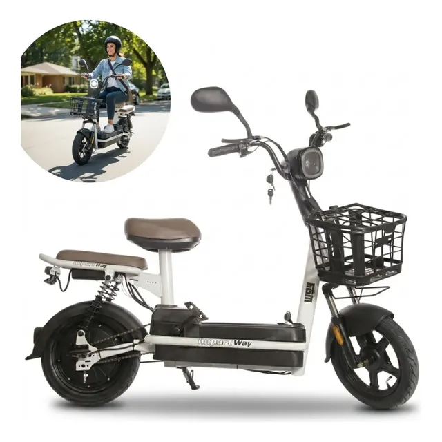 Bike Elétrica Scooter 48v 350w Bateria Removível Branca Top