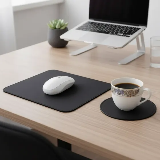Mouse Pad Ergonômico Couro Dupla Face Impermeável + Brinde