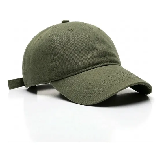 Boné De Sarja Liso Cores Unissex Aba Curvada Com Regulagem. Verde Militar Único
