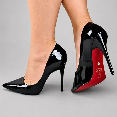 Scarpin Sapato Verniz Salto Alto 11cm Sola Vermelha Feminino Preto Liso 39 Br