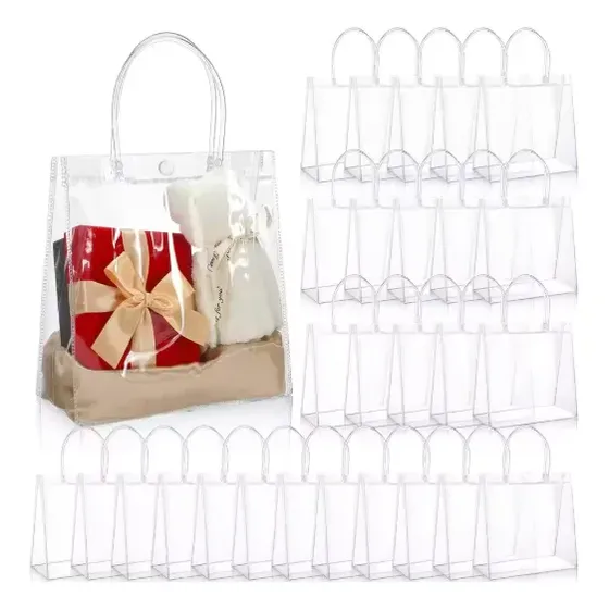 10/40 Plástico Pvc Para Presente Com Alça E Botão 20x20x8cm