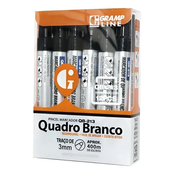 Marcador Gramp Line Qb-213 Para Quadro Branco - 12 Unidades