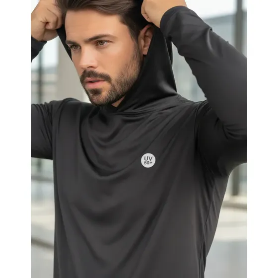 Blusa Térmica Proteção Solar Uv50+ Manga Longa Com Capuz Sol
