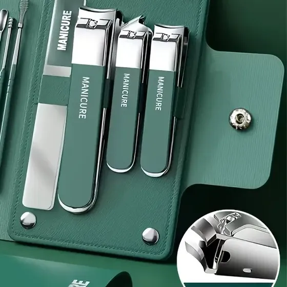 Kit Manicure 10 Peças Com Cortador De Unha E Estojo