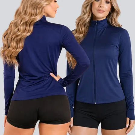 Jaqueta Feminina Corta Vento Ultra Leve Casaco Fitness 2026 Azul-marinho Gg