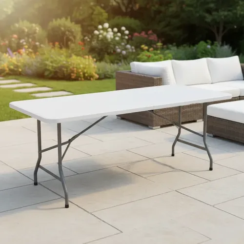 Mesa Dobrável Vira Maleta Portátil Camping 1,80m Branco