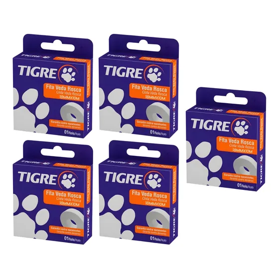 5un Fita Veda Rosca Teflon Tigre 18mm X 10 Metros Envio Hoje