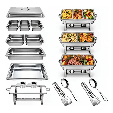 33l Rechaud Retangular De Aço Inoxidável Buffet Inox 1+2+3 0v