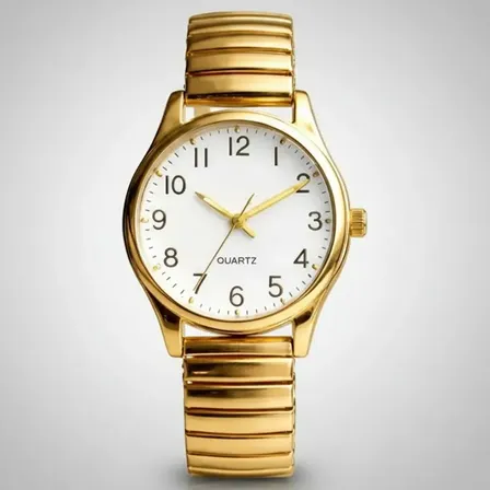 Relógio Feminino Dourado/prata Analógico Pulseira Expansível Dourado Branco