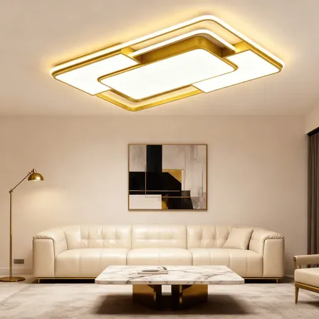 Luminárias De Teto Led Quadrado Bivolt 3cores 90cm Dourado
