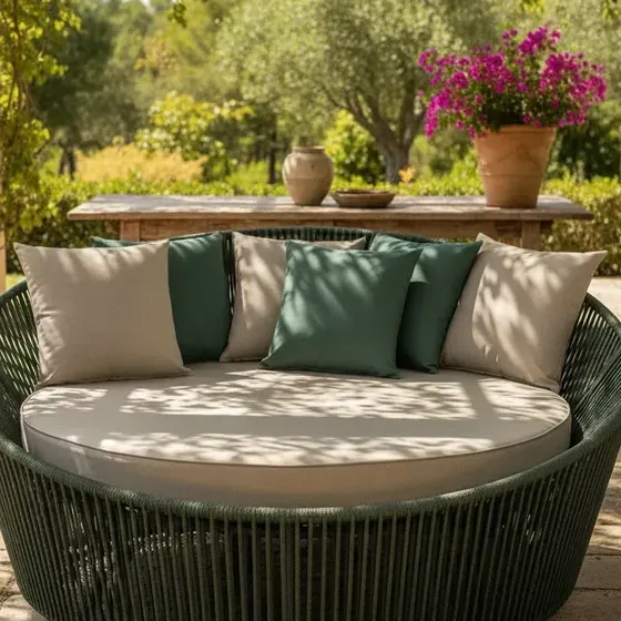 Kit Almofadas Chaise Redonda 120cm +6 Encostos Impermeáveis