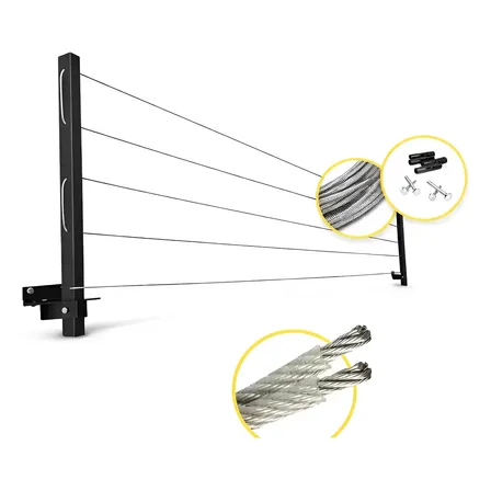 Varal De Parede Retrátil Resistente Dobravel Até 4 Metros Varal De Ferro Preto