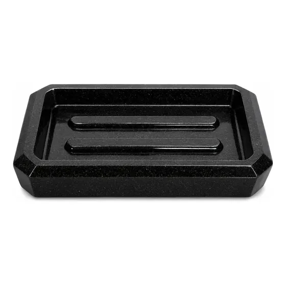 Saboneteira De Pó De Mármore Para Banheiro 13cm Luxo Pia Preto
