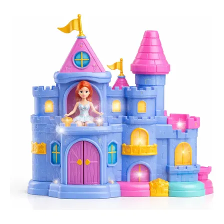 Castelo Princesa Infantil Com Boneca Luzes E Acessórios Snow Rosa/azul