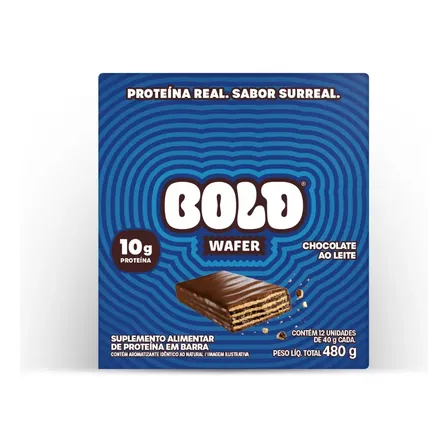 Wafer Bold Snacks Plano 10g Proteína Avelã 40g Unidade Chocolate Ao Leite