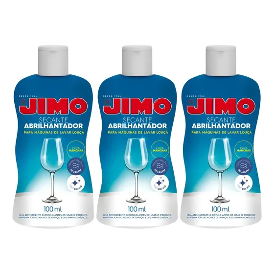 3un Secante Abrilhantador P/ Maquina Lavar Louça Jimo 100ml