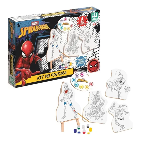 Kit De Pintura Marvel Spider Man Nig Brinquedos Em Madeira