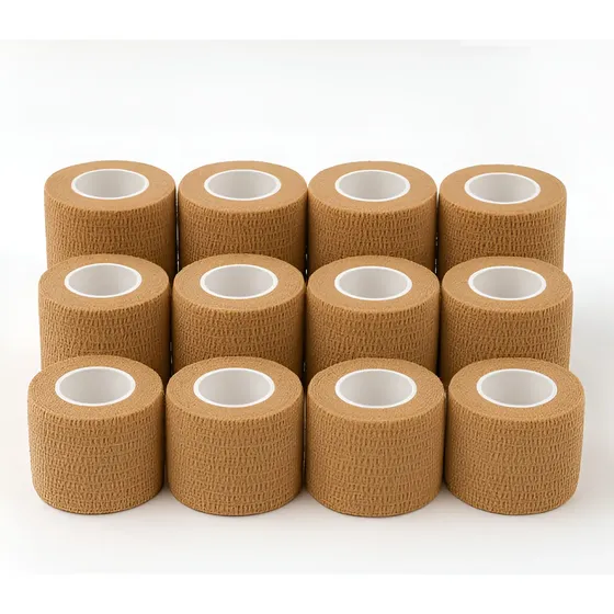 Kit 12 Bandagem Coesiva Atadura Curativo 5cm X 4,5m Bege