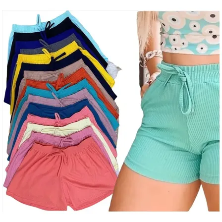 Kit 4 Shorts Canelado Feminino Academia Moda Praia Dia Dia Sortidas Canelado G